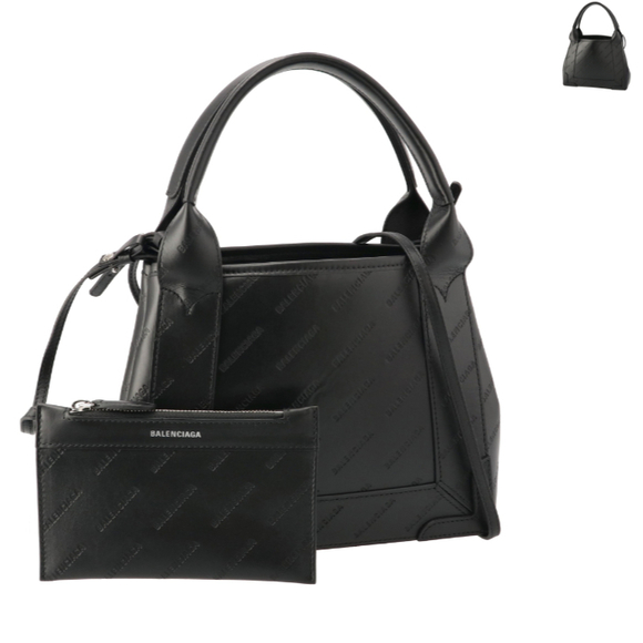 BALENCIAGA Tote Bag XS NAVY CABAS Embossed Navy Shoulder Bag - Picture 1 of 10